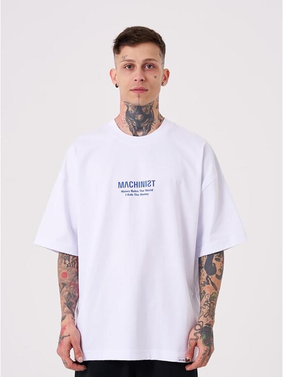 Machinist Machinist T-Shirt Koszulka Z Krótkim Rękawem Męska Oversize Biała Machinist Money Rules S Biały Oversize