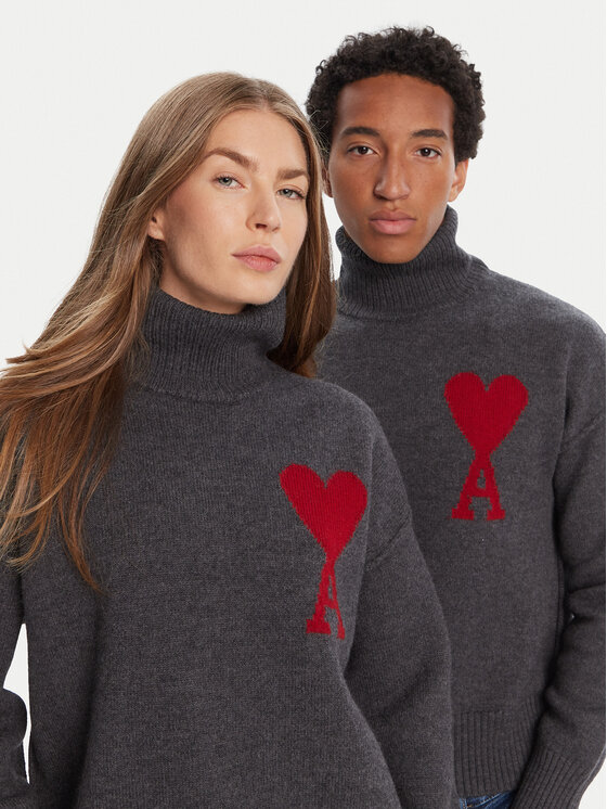 AMI PARIS AMI PARIS Sweater BFUKS006.018 Szürke Regular Fit