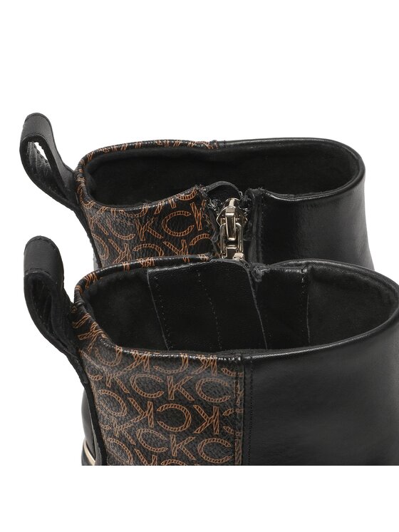 Calvin Klein Calvin Klein Botki Cleat Ankle Boot Mono Mix HW0HW01313 Czarny