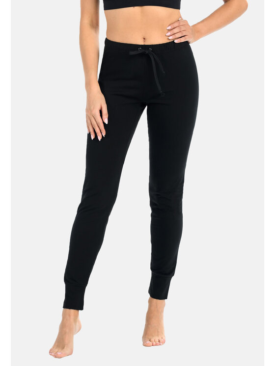 Teyli Teyli Półśpiochy Klasyczne damskie spodnie dresowe Ava Czarny Skinny Fit