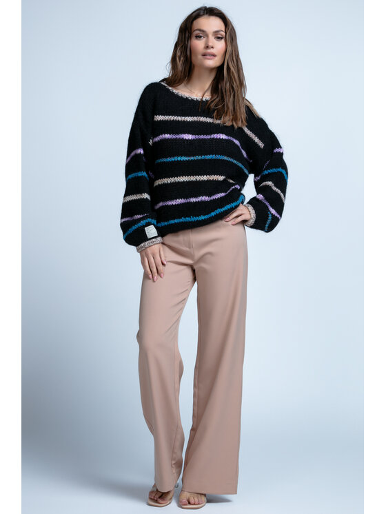 Fobya Fobya Sweter F1844 Czarny Regular Fit