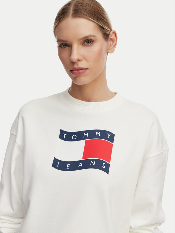 Tommy Jeans Tommy Jeans Pulóver Wavy Flag DW0DW22742 Fehér Boxy Fit