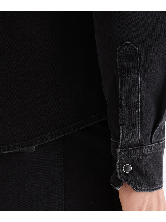 Wrangler Wrangler camicia di jeans 112378472 Nero Regular Fit