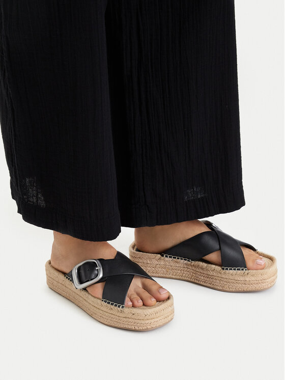Calvin Klein Calvin Klein Espadryle Flatf Espadrill Cross Lth Hdw HW0HW02892 Czarny