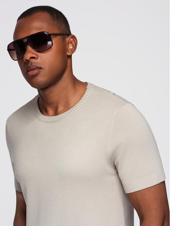Ombre Ombre T-Shirt OM-TSCT-0252 Szary Regular Fit