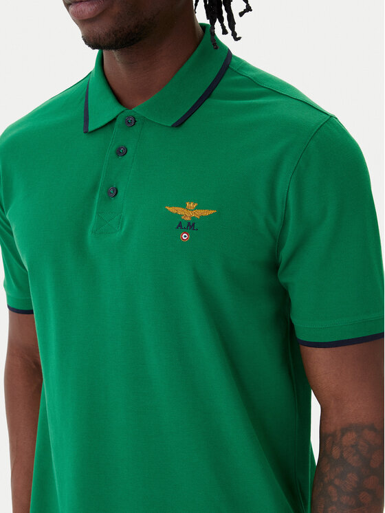 Aeronautica Militare Aeronautica Militare Polokošeľa 261PO1308UP00082 Zelená Regular Fit
