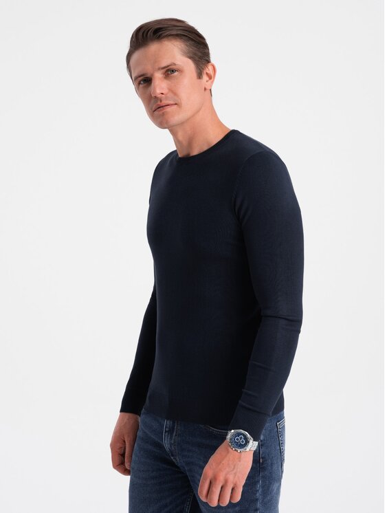 Ombre Ombre Svetr OM-SWBS-0106 Tmavomodrá Regular Fit