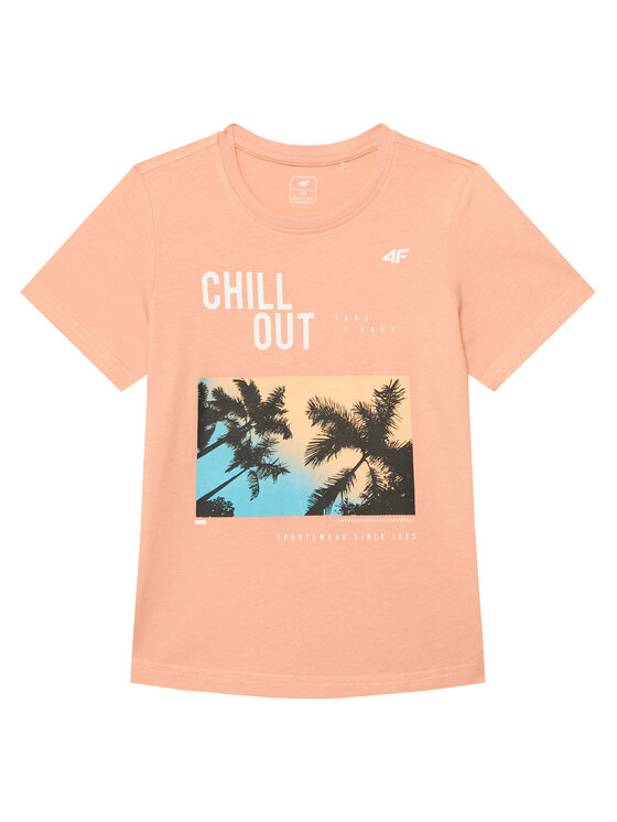 4F 4F T-Shirt 4FJSS23TTSHM288 Różowy Regular Fit