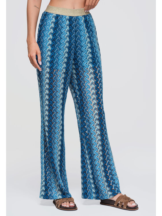 Ombre Ombre Spodnie materiałowe OW-PA-E0015 Niebieski Relaxed Fit