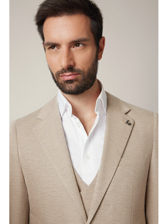 Lancerto Lancerto Marynarka Offida MA131225000006 Beżowy Slim Fit