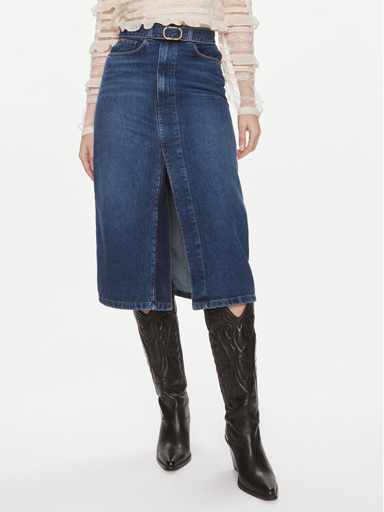 TWINSET TWINSET Jeans suknja 241TP2661 Tamnoplava Regular Fit