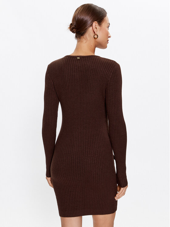 Fracomina Fracomina Džemper haljina FR23WD5003K50201 Smeđa Slim Fit