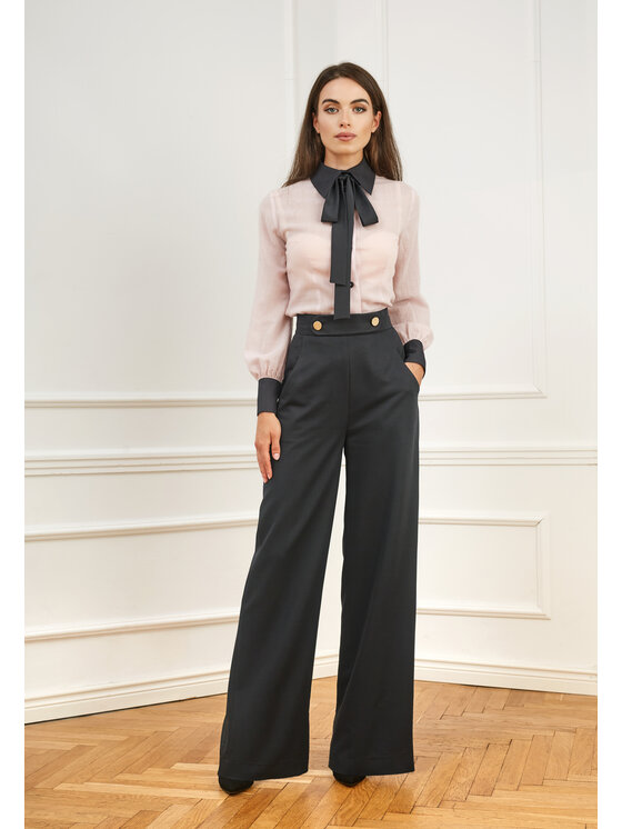 Kasia Zapała Kasia Zapała Spodnie materiałowe Spodnie Ellie Czarny Regular Fit