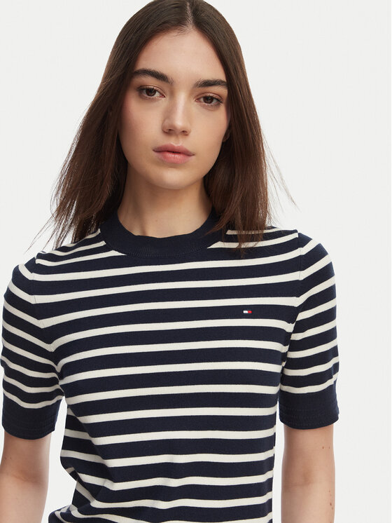 Tommy Hilfiger Tommy Hilfiger Pulover WW0WW49705 Bleumarin Slim Fit