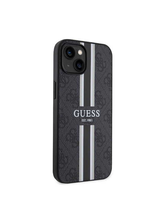 Guess Guess Etui na telefon 4G Printed Stripes MagSafe Czarny