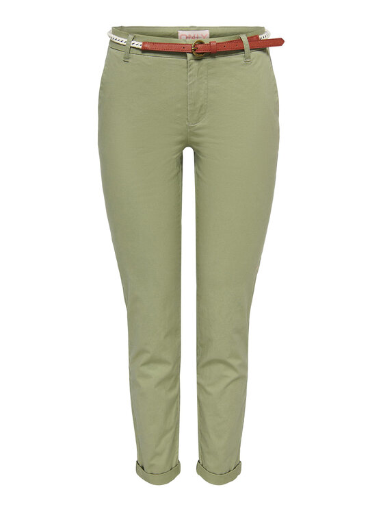 ONLY ONLY Auduma bikses 15218519 Zaļš Regular Fit