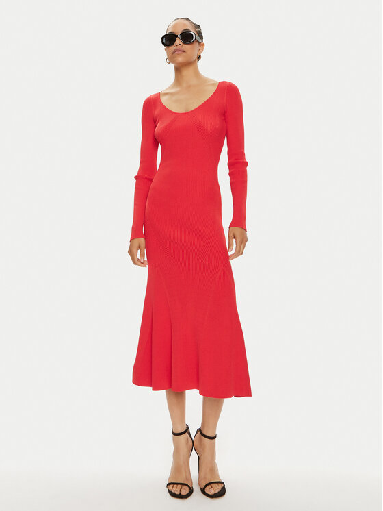 PINKO Pinko Pletena obleka Aloe Abito 102800 A170 Rdeča Slim Fit