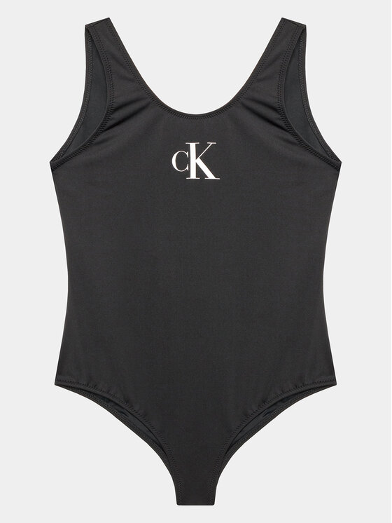 Dětské Jednodílné plavky Calvin Klein Swimwear, Velikost:8/10Y, Barva: Černá, KY0KY00033