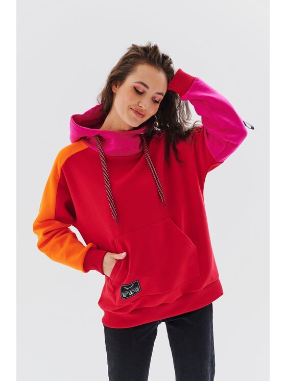 NAOKO NAOKO Mikina Sunset Stardust Červená Oversize