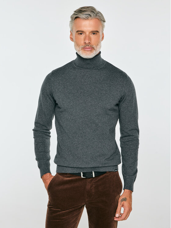 BIG STAR BIG STAR Sweter POLLEN Szary Basic Fit