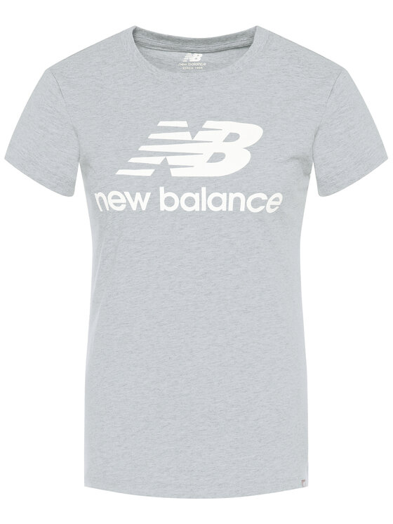 New Balance New Balance T-Shirt Essentials Stacked Logo Tee WT91546 Szary Athletic Fit