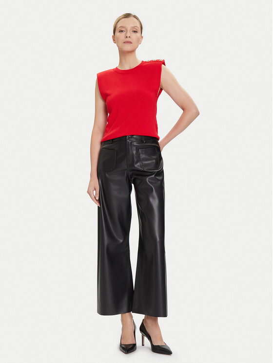 Morgan Morgan Hose aus Kunstleder 242-PCHOU Schwarz Wide Leg