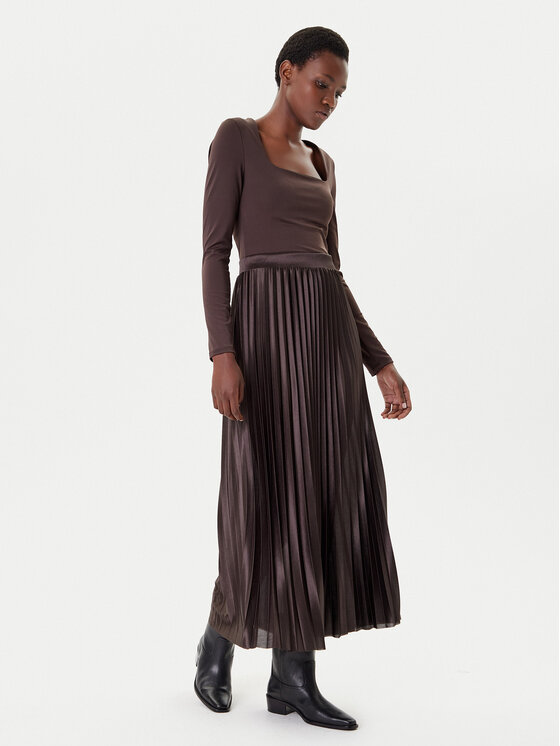 ONLY ONLY Плисирана пола Kolter 15356154 Кафяв Regular Fit
