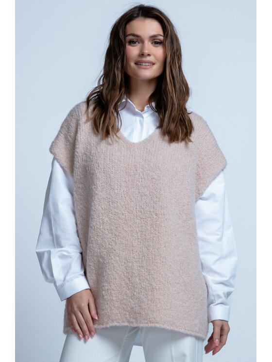 Fobya Fobya Kamizelka F1850 Beżowy Regular Fit