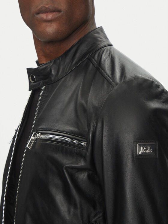 KARL LAGERFELD KARL LAGERFELD Bőrkabát 555083 551420 Fekete Regular Fit