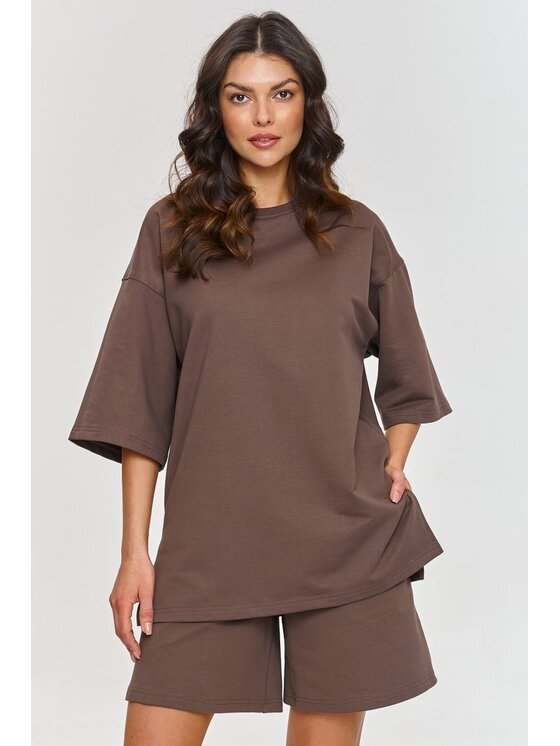 Makadamia Makadamia Dres m870 Brązowy Oversize