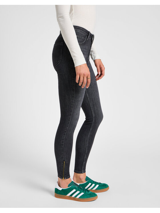 Lee Lee Jeansy SCARLETT HIGH ZIP Szary Skinny Fit
