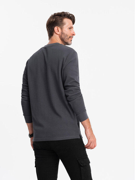 Ombre Ombre S dlouhým rukávem OM-LSCL-0120 Šedá Regular Fit