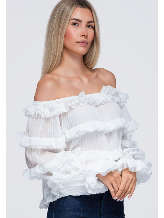 Ombre Ombre Bluzka OW-TS-E0081 Biały Loose Fit