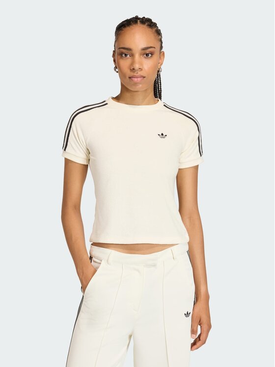 adidas adidas T-Shirt TERRY TOWEL CALI TEE Biały Slim Fit