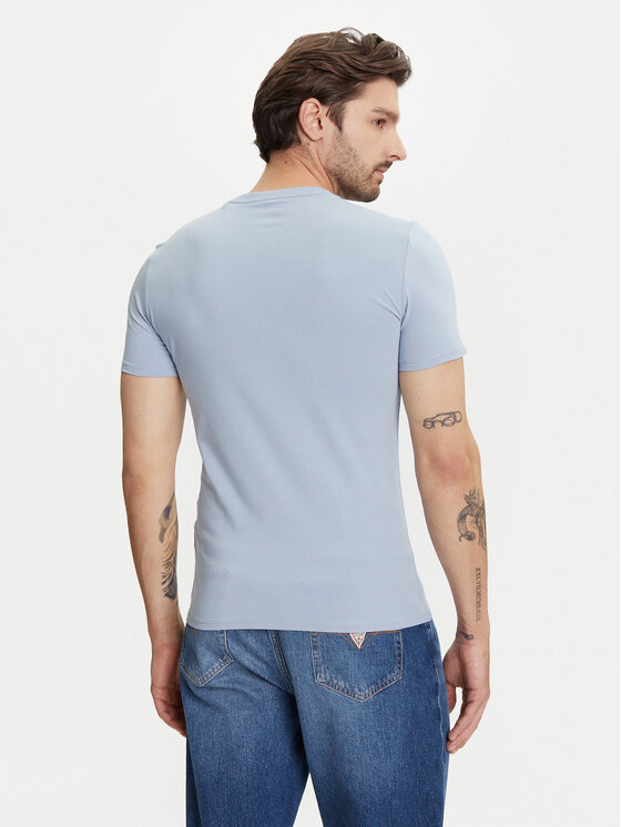 Guess Guess T-Shirt M2YI24 J1314 Błękitny Slim Fit