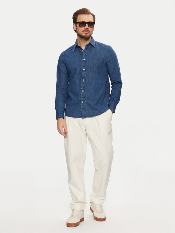 Tommy Hilfiger Tommy Hilfiger džínsová košeľa MW0MW37581 Modrá Regular Fit
