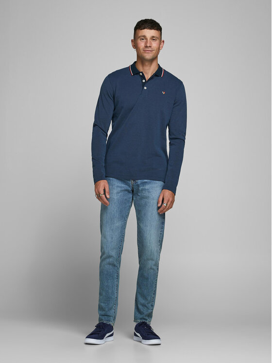 Jack&Jones Jack&Jones Тениска с яка и копчета 12174038 Тъмносин Regular Fit