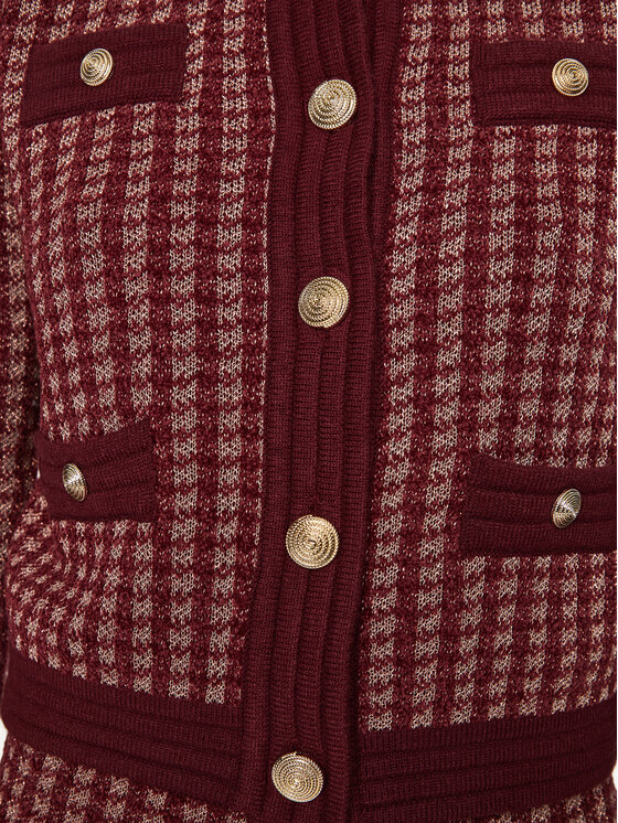 Fracomina Fracomina Pletena jopica FS24WT8008K536F8 Bordo rdeča Slim Fit