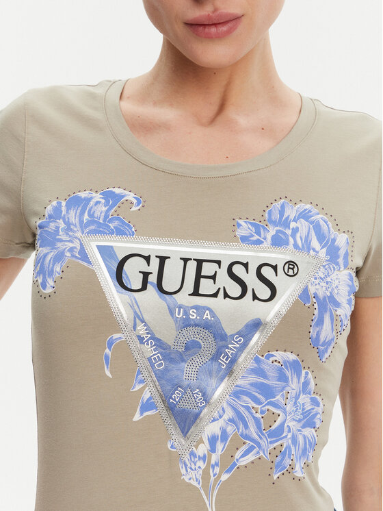 Guess Guess Tricou W5GI08 J1314 Kaki Slim Fit
