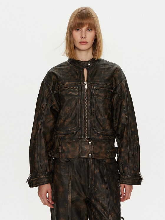 Gestuz Gestuz Lederjacke Linera 10909473 Braun Loose Fit