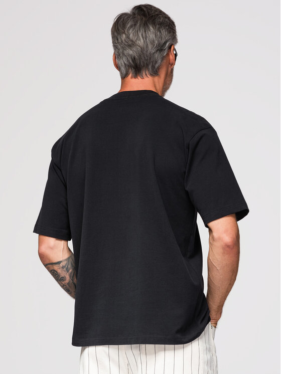 Ombre Ombre T-Shirt OM-TSCT-0275 Czarny Loose Fit