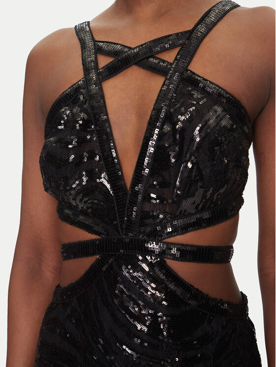 Just Cavalli Just Cavalli Abendkleid 78PAO951 Schwarz Slim Fit