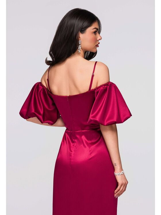 Ombre Ombre Sukienka wieczorowa LA-OM-DLR270 Bordowy Regular Fit