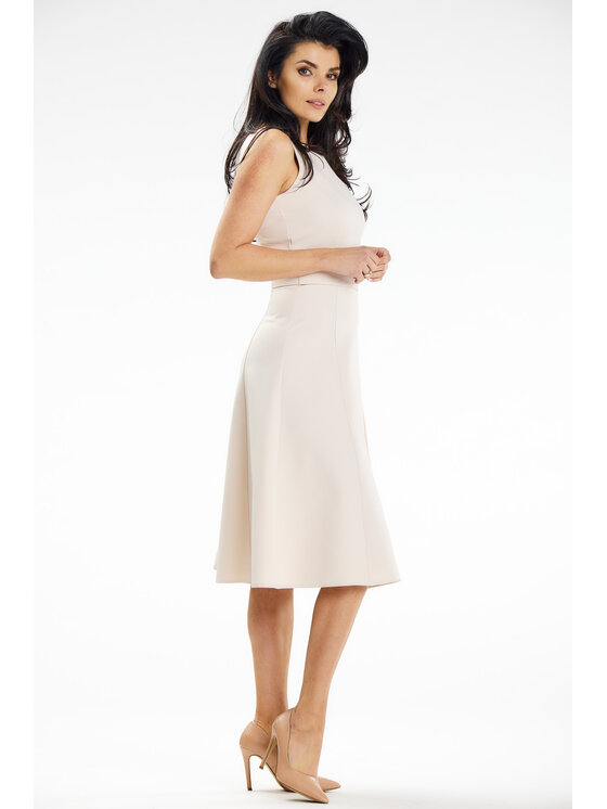Awama Awama Sukienka letnia A633 Beżowy Basic Fit