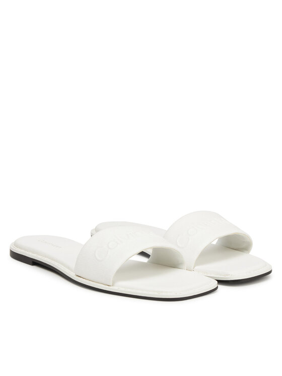 Calvin Klein Calvin Klein Şlapi Flat Slide - He HW0HW02378 Alb