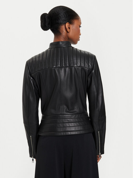 BOSS Boss Кожено яке 50520779 Черен Regular Fit
