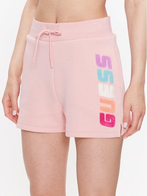 Guess Športové kraťasy Edwina V3GD11 FL04P Ružová Loose Fit