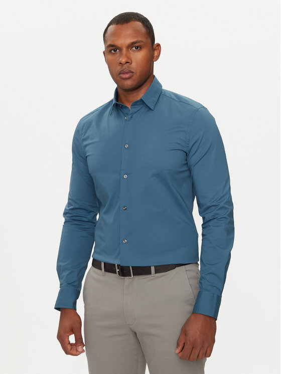 Sisley Sisley Сорочка 5CNX5QL19 Голубий Slim Fit