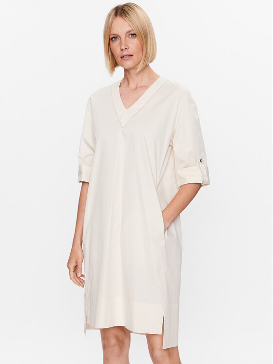 Peserico Vsakodnevna obleka S02878 Écru Relaxed Fit