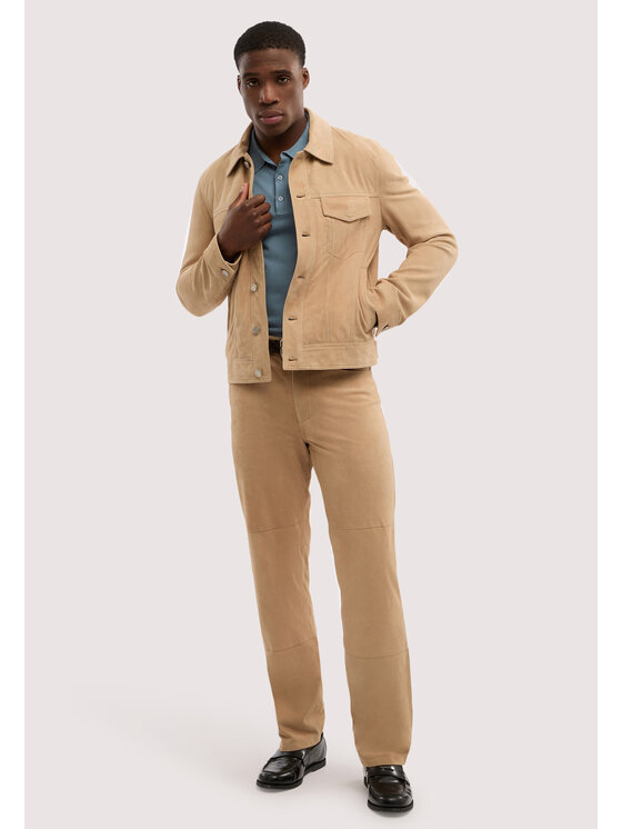 Trussardi Trussardi Kurtka skórzana R315M000052N012 Kremowy Regular Fit